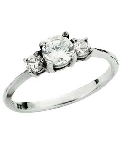 Sterling Silver Cubic Zirconia 3 Stone Ring