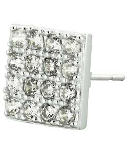 Silver Cubic Zirconia Square Stud Earring