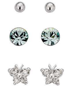 Sterling Silver Cubic Zirconia Stud Earrings -