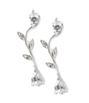 sterling SILVER DIAMANTE LEAF EARRINGS