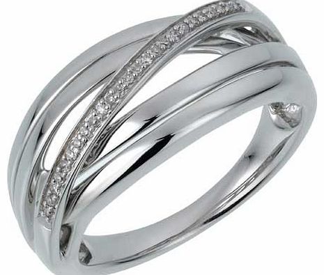 Silver Diamond Crossover Ring