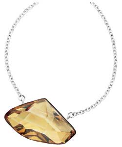 sterling Silver Large Gold Crystal Necklet