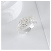 STERLING SILVER PAVE SET CRYSTAL RING, MEDIUM
