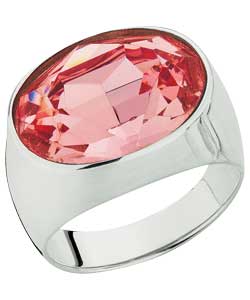 Sterling Silver Pink Crystal Ring