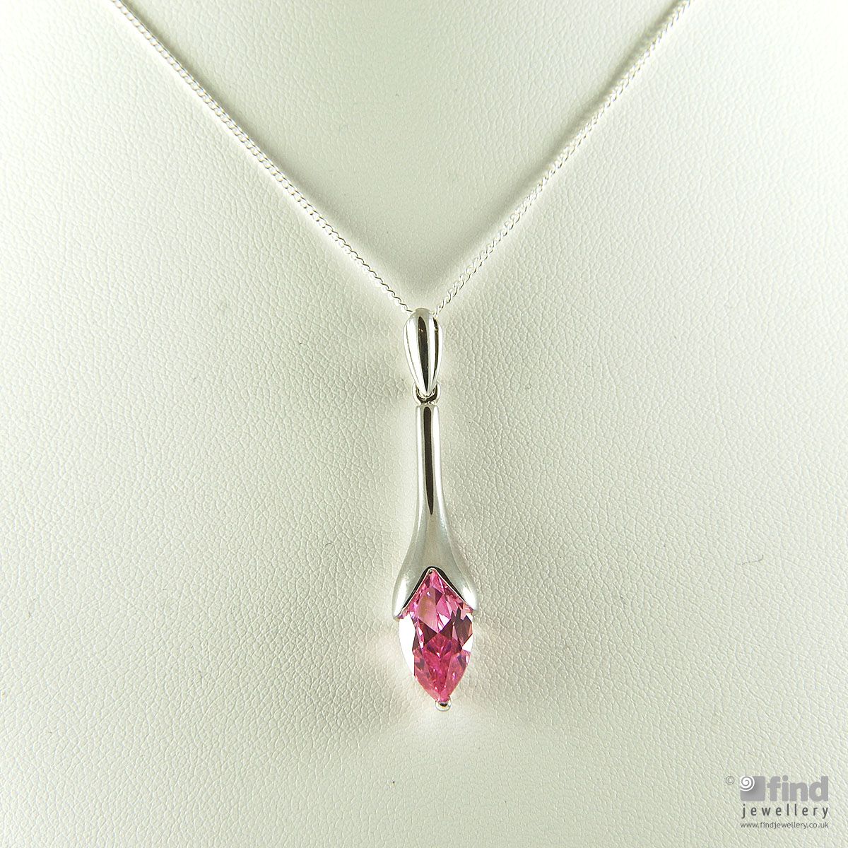 Sterling Silver Pink CZ Necklace