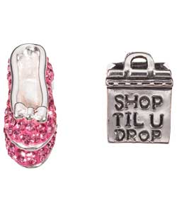 Sterling Silver Shopping Bag and Shoe Charms
