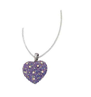 Sterling Silver Violet Aurora Borealis Heart Pendant