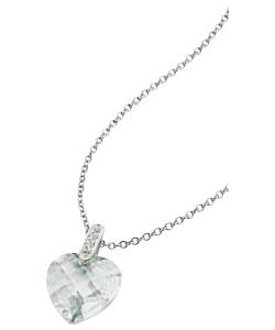 Sterling Silver White Cubic Zirconia Heart Pendant