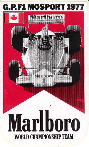 Mosport 1977 Marlboro World Championship Team Event Sticker (8cm x 14cm)