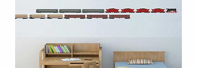Stickers on Your Wall Train Set - Pack of 14 - Repositionable Wall Art Vinyl Stickers - Easy Peel amp; Stick