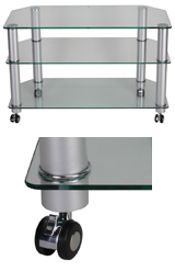 STUK 1401 - Clear Glass TV Stand with Castors