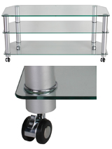 STUK 1402 - Clear Glass TV Stand with Castors