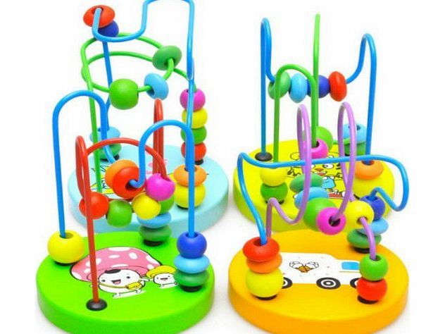 StillCool Game Baby Children Wooden Toy Mini Around Beads Wire Maze Educational Colorful