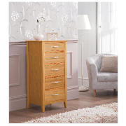 Stockholm 5 Drawer Tall Chest, Oak Veneer