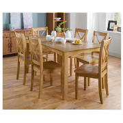 Dining Table & 6 Chair Set, Oak Veneer
