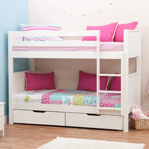 , Classic Kids, White Bunk Bed With 2