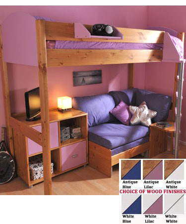 Casa 8 Loft Bed with Sofa Bed & Cupboard