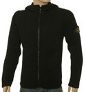 Black Full Zip Hooded Ribbed Wool Sweater