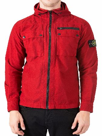 Stone Island Hooded Over Shirt Jacket Red