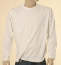 Stone Island Mens Off-White with Large Logo Round Neck Long Sleeve Cotton T-Shirt