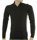 Navy & Beige 1/4 Zip Cotton Sweater