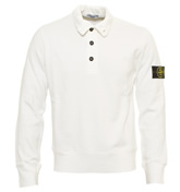 White 4 Button High Neck Sweatshirt
