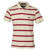 White and Red Stripe Polo Shirt