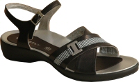 Stonefly black leather flat sandal with anklestrap