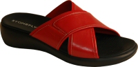 Stonefly red leather and elastic flat slip-on mule