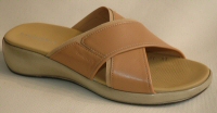 Stonefly tan leather and elastic flat slip-on mule