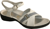 Stonefly white leather flat sandal with anklestrap