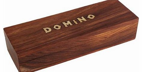 Christmas Gifts Handmade Wooden Dominoes Set & Storage Box with Classic Brass Inlay