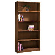 5 shelf wide bookcase, walnut effect