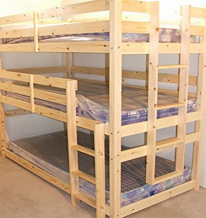 Strictly Beds Pandora 3 Tier Bunkbed Three sleeper Bunkbed - 3ft Single Triple sleeper Bunk Bed - VERY STRONG BUNK - Contract Use - heavy duty use