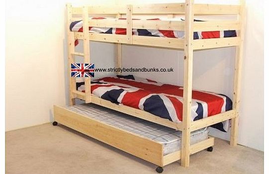 CHILDRENS BUNKBEDS 3FT TWIN BUNK BED WITH GUEST BED - 3 BUDGET MATTRESS INCLUDED