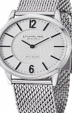 Stuhrling Original Classic Somerset Elite Mens Quartz Watch with Silver Dial Analogue Display and Silver Stainless Steel Bracelet 122.33112