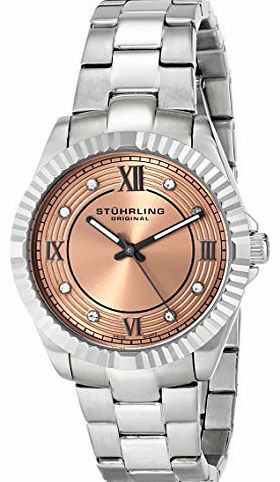 Stuhrling Original Regent Lady Nautic Womens Quartz Watch with Pink Dial Analogue Display and Silver Stainless Steel Br