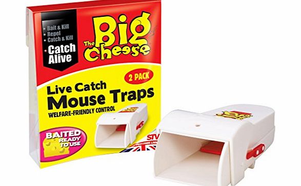 STV The Big Cheese Live Catch Ready To Use Mouse Traps - Twinpack