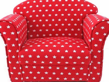 Sue Ryder Kids Childrens Red with White Stars Fabric Tub Chair Armchair Sofa Seat Stool