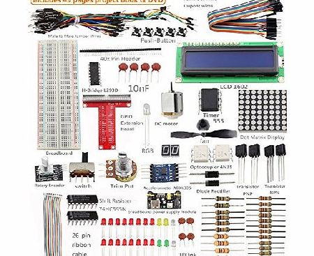 SunFounder  Project Super Starter Kit for Raspberry Pi Model B  w/ 40-Pin GPIO Extension Board, GPIO Cable, H-Bridge L293D, ADXL335, DC Motor, 7-Segment, Dot Matrix Display