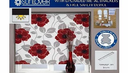 Thermal Blackout Papvero Poppy roller blind with UPGRADED METAL brackets. & FREE safety device - available in 4 sizes (120cm wide)