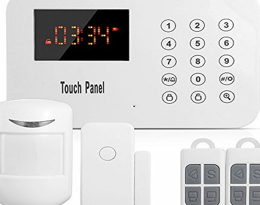 SUNLUXY  120 Zones Touch Keypad Wireless Home Burglar Alarm System DIY Kit with Auto Dial