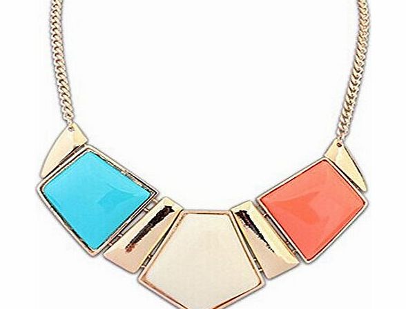 Womens Fashion Geometric Bib Statement Chunky Chain Collar Choker Necklace Pendant Jewellery (Multiple Color)