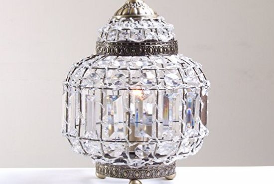 Moroccan Style Antique Brass Crystal Acrylic Table Lamp Lighting