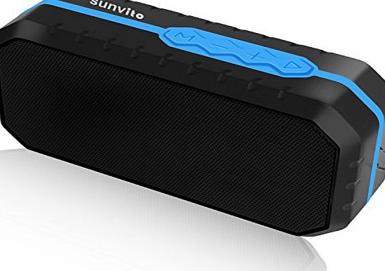 sunvito  Portable Wireless Bluetooth Speaker,Mini Outdoor Waterproof Speaker with 1800mAh Battery (MIC for Hands-free Calling,Line in,USB,TF Card) for iPhone Samsung Galaxy Note and more (black blue)