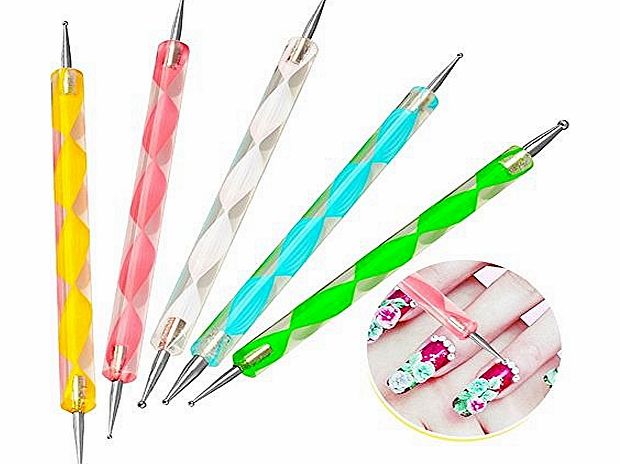 Sunydeal New 5 x 2 way Dotting Pen Marbleizing Tool Nail Art Dot Paint Shop Beauty Accessory