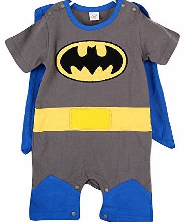 SUPERMAN BATMAN SUPERGIRL BABY TODDLER ALL IN 1 FANCY DRESS OUTFIT ROMPER SUITS WITH CAPE (18-24 months (Tag 95), Batman)
