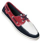 Navy and Red Suede Boat Shoes