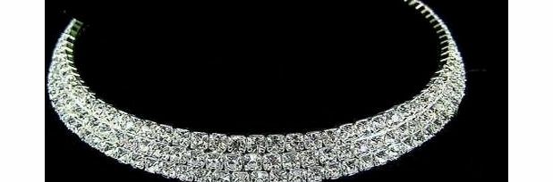 SUPGOD GORGEOUS 3 ROW DIAMANTE CHOKER WEDDING NECKLACE, BRAND NEW. FREE UK DELIVERY!!
