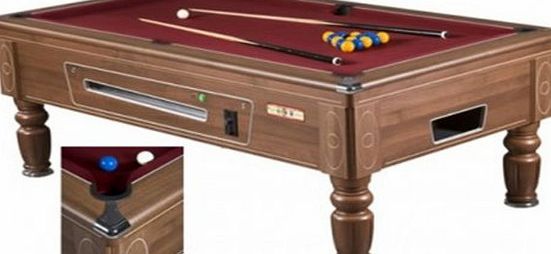 Supreme Superpool Prince Slate Bed Free Play Pool Table With Oak Veneer Finish And Red Napped Cloth - 6 x 3